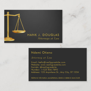 Professional Faux Gold & Black Lawyer  Business Card