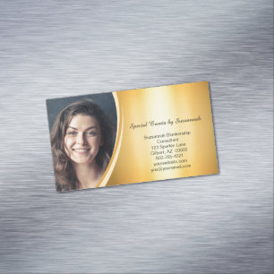 Professional Faux Gold Flare Custom Photo Magnetic Business Card