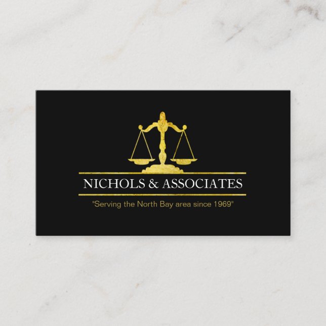 Professional Faux Gold Lawyer Business Cards (Front)