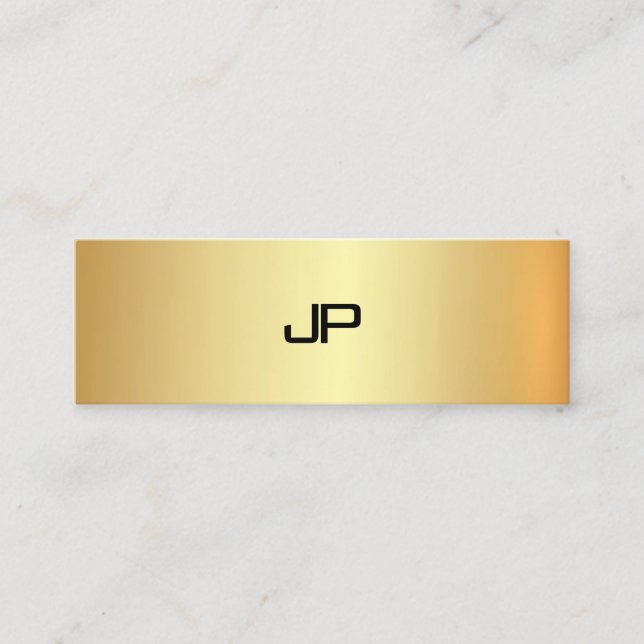 Professional Faux Gold Monogram Elegant Modern Mini Business Card (Front)