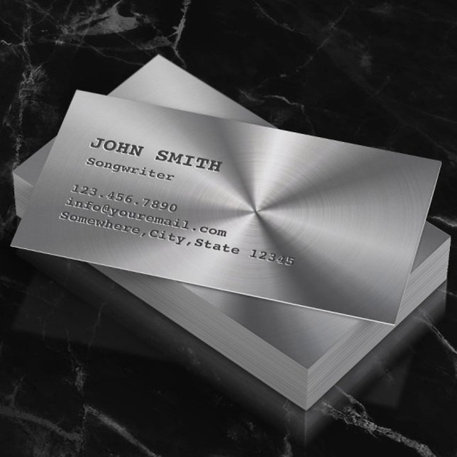 Professional Faux Metal Songwriter Business Card (Creator Uploaded)