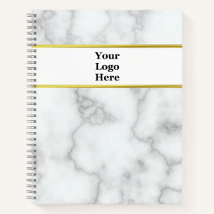 Professional Faux White Marble and Your Logo Here Notebook