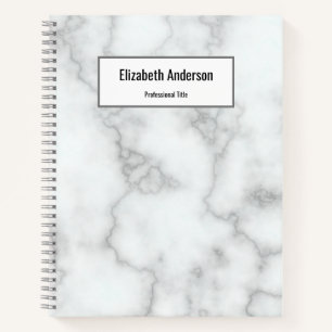 Professional Faux White Marble Name Job Title Notebook