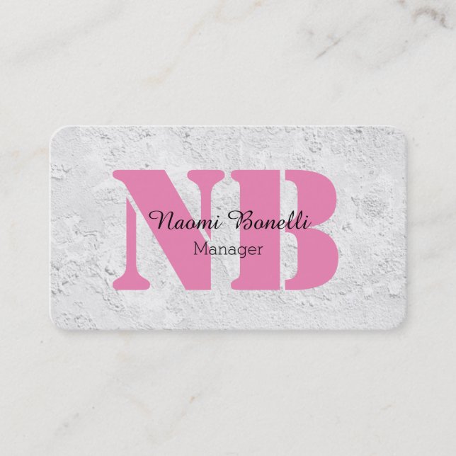 Professional Feminine Grey Pink Monogram Business Card (Front)