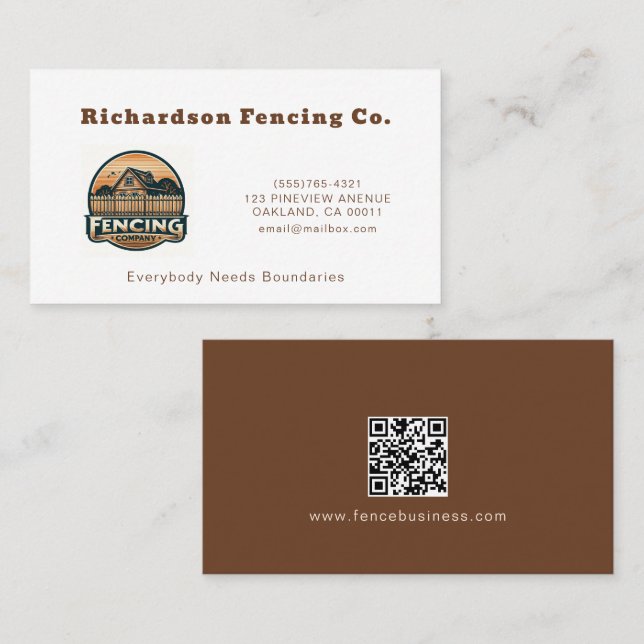 Professional Fence Company Fencing Service Business Card (Front/Back)