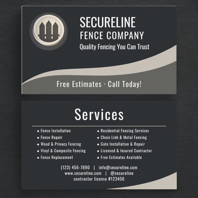 Professional Fencing Fence Builder Repair Company Business Card (Creator Uploaded)