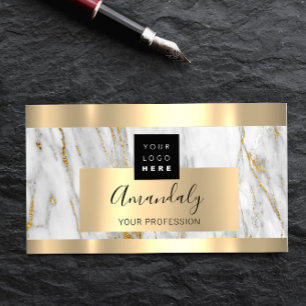 Professional Finance Investment Marble Gold Logo Business Card