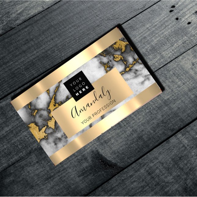 Professional Finance Investment Marble Gold Logo Business Card (Creator Uploaded)