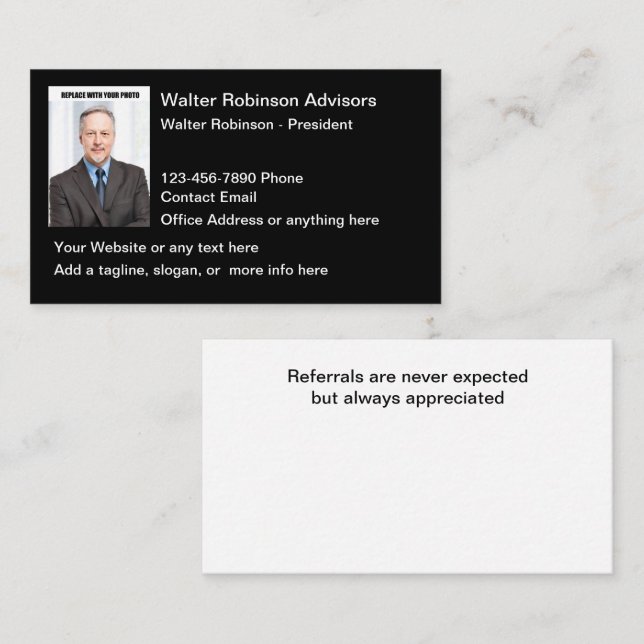 Professional Financial Advisor Business Cards (Front/Back)