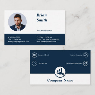 Professional Financial Planner White-Blue Business Loyalty Card