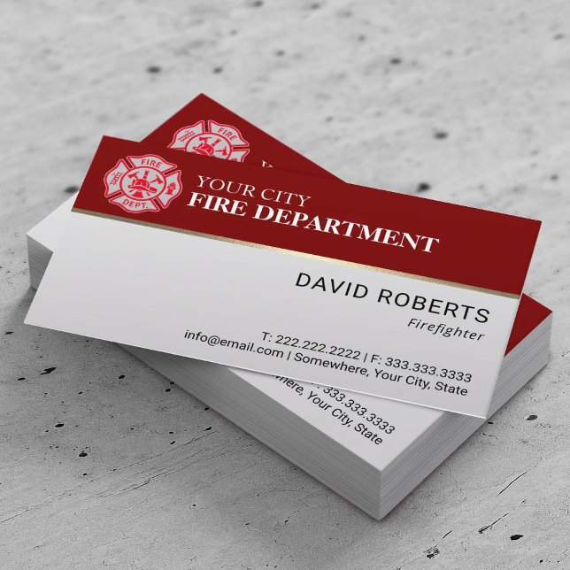 Professional Firefighter Fire Department Logo Red Business Card (Creator Uploaded)