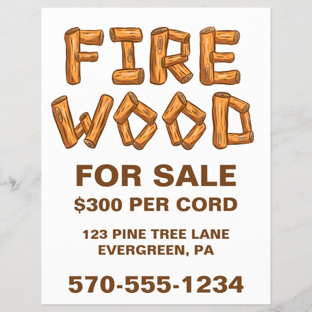 Professional Firewood Wood For Sale Custom Flyer (Front)
