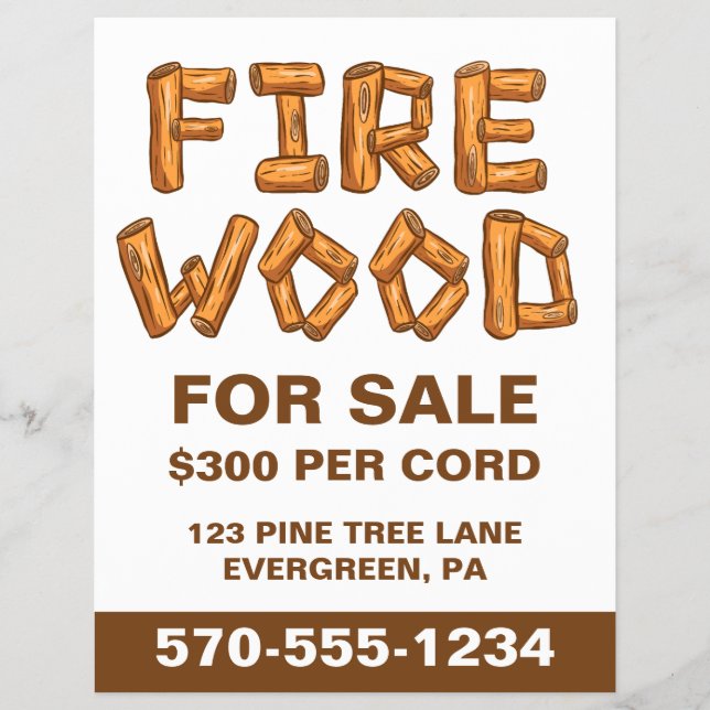 Professional Firewood Wood For Sale Custom Flyer (Front)