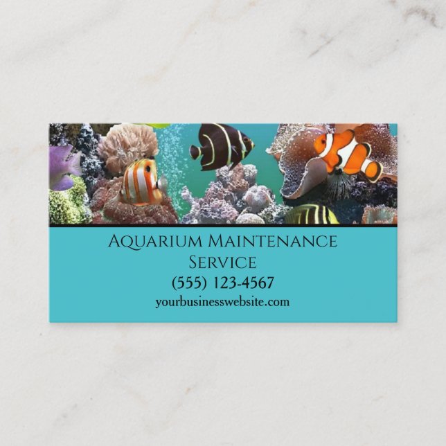 Professional Fish Aquarium Maintenance Service Business Card (Front)
