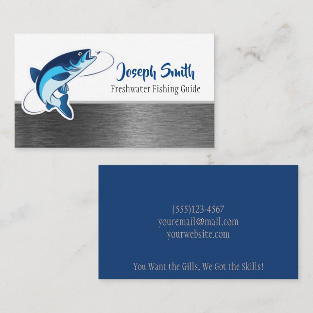 Professional Fishing Guide Service Business Card (Front/Back)