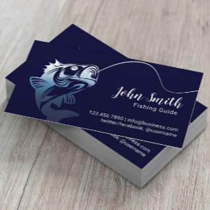 Professional Fishing Guide Service Navy Blue Business Card