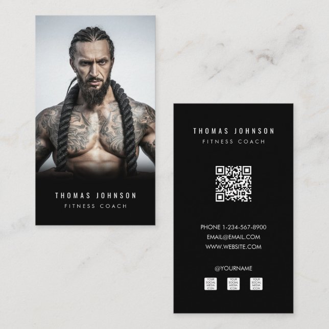 Professional Fitness Coach Social Media Influencer Business Card (Front/Back)