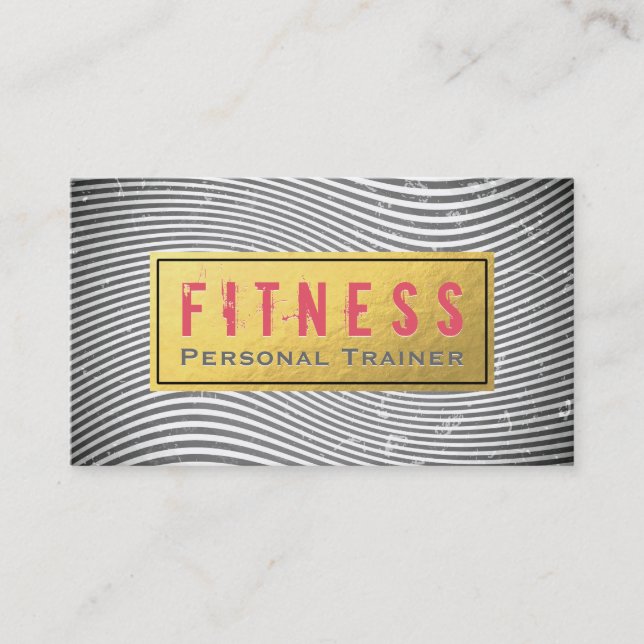 Professional Fitness Personal Trainer Black & Gold Business Card (Front)