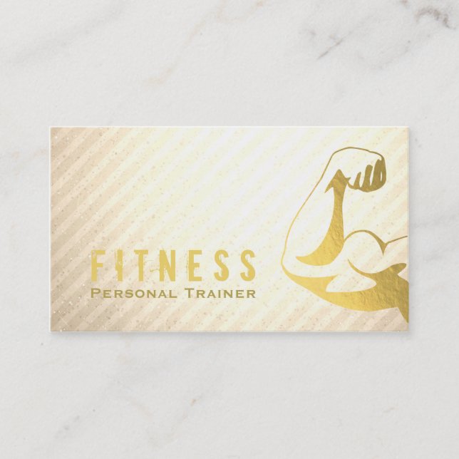 Professional Fitness Personal Trainer Gold Muscle Business Card (Front)