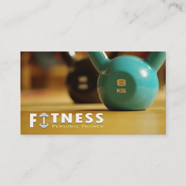Professional Fitness Personal Trainer Kettlebell Business Card (Front)
