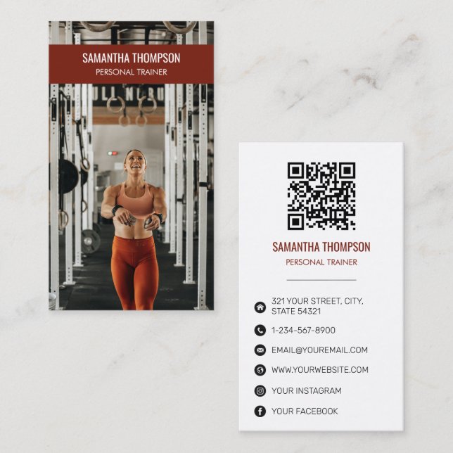Professional Fitness Photo Social Media Influencer Business Card (Front/Back)