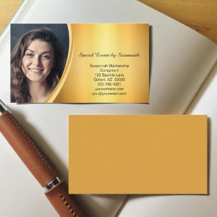 Professional Flared Gold Custom Photo  Business Card
