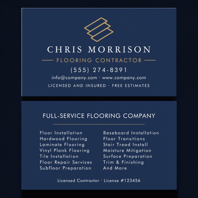 Professional Flooring Service Wood Tile Contractor Business Card (Creator Uploaded)