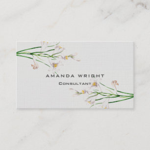 Professional Floral Linen Modern Minimalist Plain Business Card