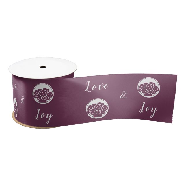 Professional Florist Logo 'Love and Joy' Purple Satin Ribbon (Spool)