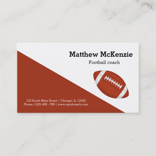 Professional Football coach player Business Card (Front)