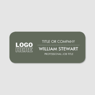 Professional Forest Green logo Employee Staff Name Tag