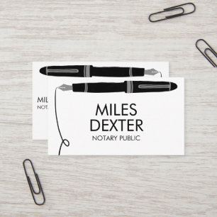 Professional Fountain Pen Logo Sign Notary Public Business Card