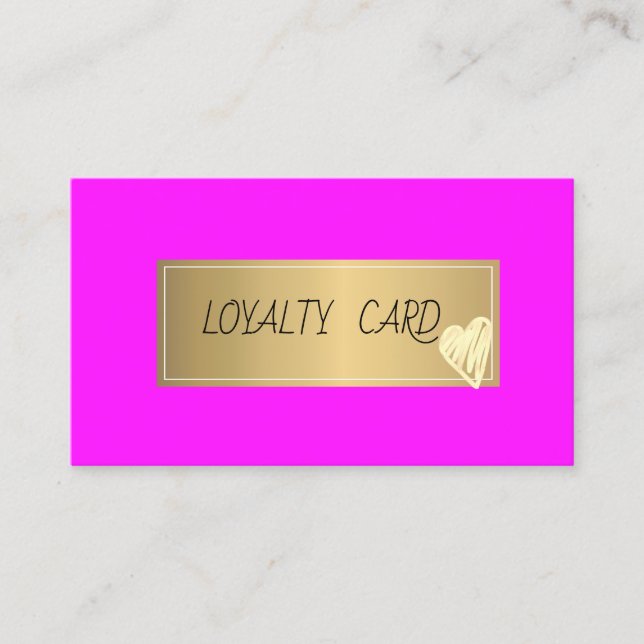 Professional Frame,Gold Heart Pink Fluorescent Loyalty Card (Front)