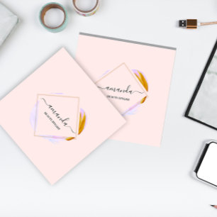Professional Framed Gold Beauty Studio Logo Rose Square Business Card