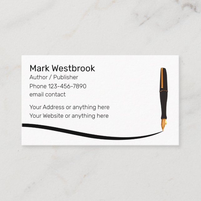 Professional Freelance Writer Author Business Card (Front)