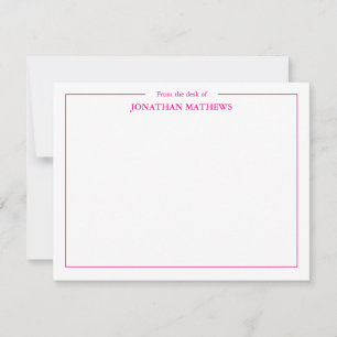 Professional From the desk of Square Border Pink Card