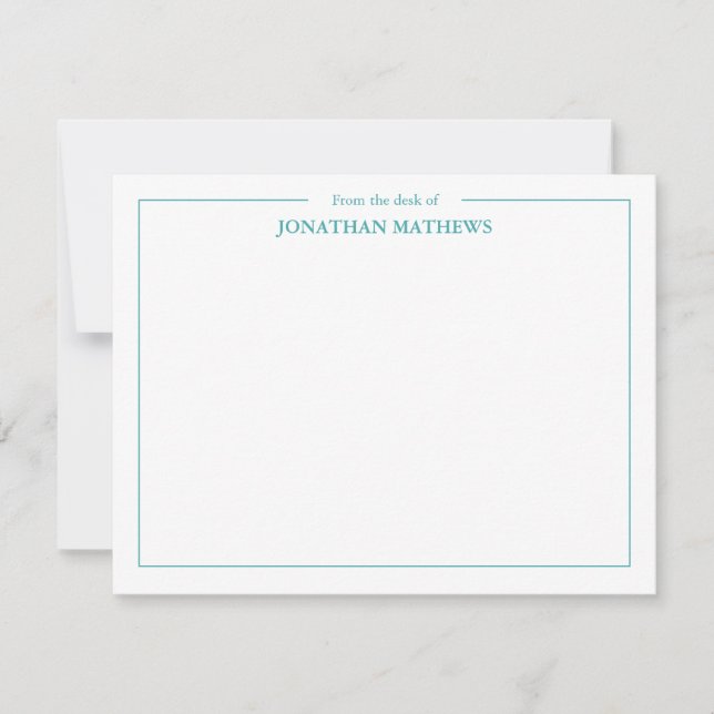 Professional From the desk of Square Border Teal Card (Front)
