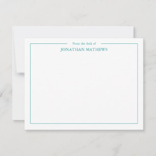 Professional From the desk of Square Border Teal Card