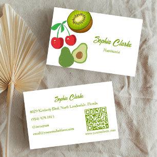 Professional Fruits QR Code Dietician Business Card