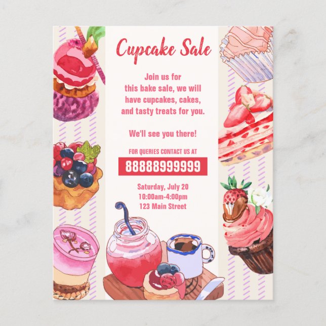 Professional Fun Baking Bake Bakery Sale Custom Flyer (Front)