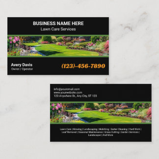 Professional Garden Services Grass Lawn Care Business Card