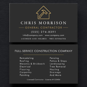 Professional General Contractor  Business Card