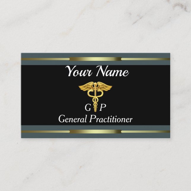 Professional General Practitioner Gold and Black Business Card (Front)