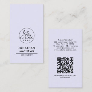 Professional Generic Lavender Logo QR Code Business Card