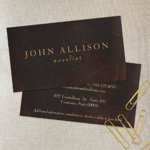Professional Gentleman Brown Leather Vintage Business Card