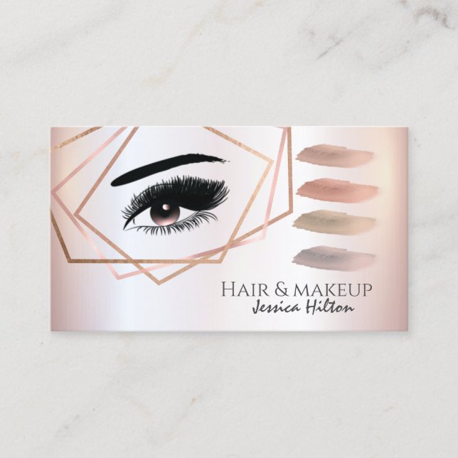Professional geometrical makeup eye brush strokes business card (Front)
