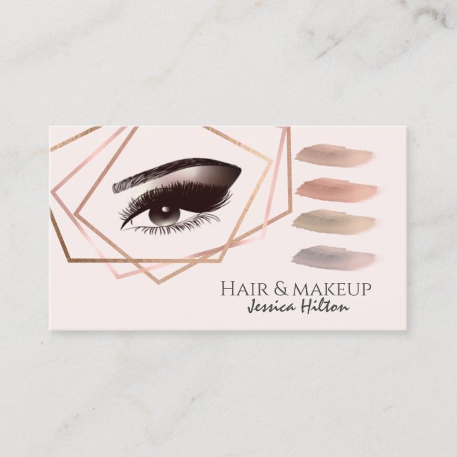 Professional geometrical makeup eye brush strokes business card (Front)