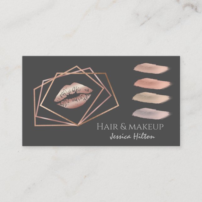 Professional geometrical makeup lips brush strokes business card (Front)