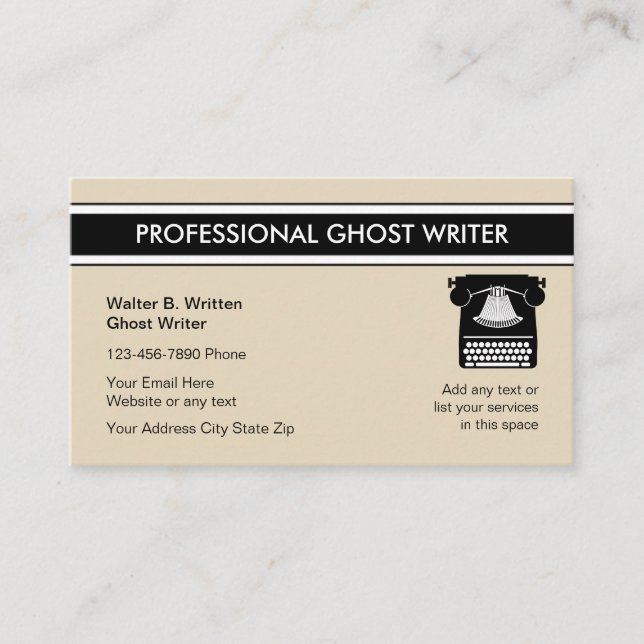 Professional Ghost Writer Business Cards (Front)