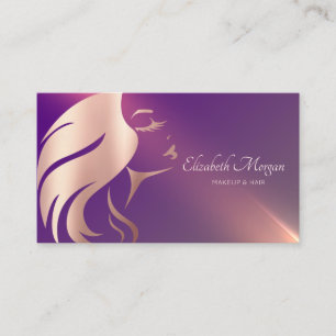 Professional Girl Face Silhouette Purple Business Card
